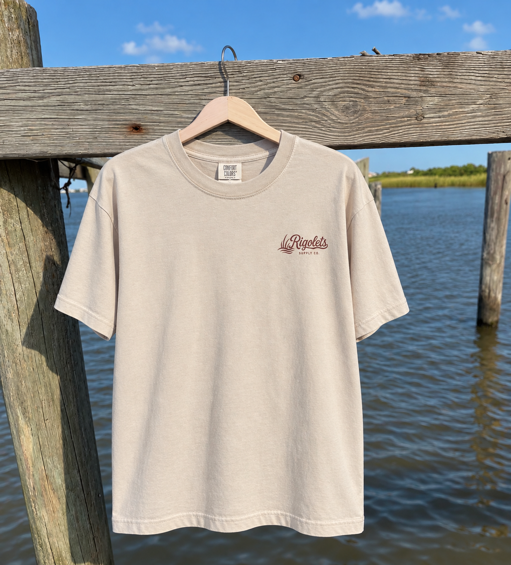 Rigolets Supply mc001 red drum shirt